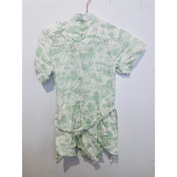 KIVARO White Green Floral Short Sleeve Belt Looped Chloe Romper Size US 2 - Picture 12 of 15